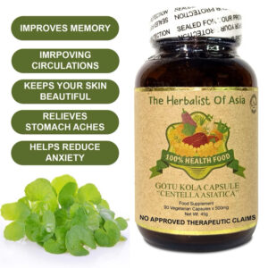 CENTELLA ASIATICA / GOTU KOLA By The Herbalist of Asia 500mg; 90 capsules