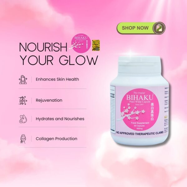 THE ORIGIANL BIHAKU PEARL WHITE GLUTATHIONE 500MG ; 30 Capsules - Image 3