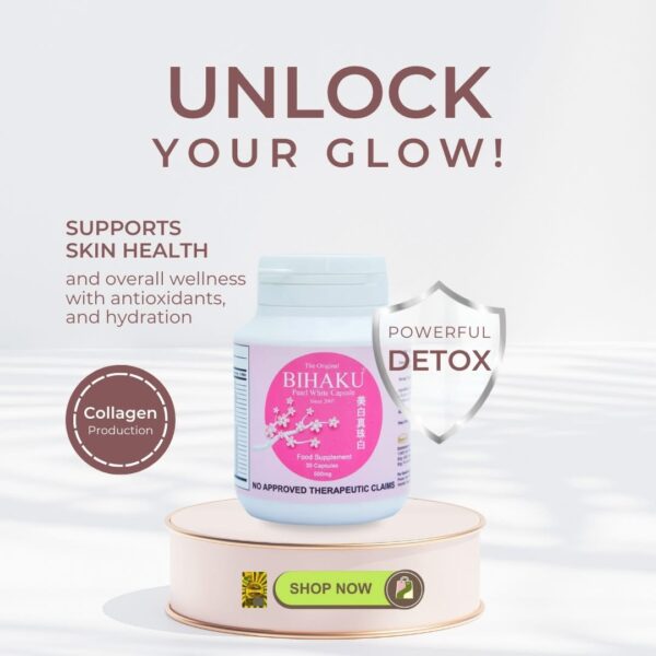 THE ORIGIANL BIHAKU PEARL WHITE GLUTATHIONE 500MG ; 30 Capsules