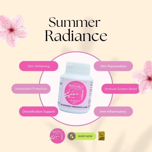 THE ORIGIANL BIHAKU PEARL WHITE GLUTATHIONE 500MG ; 30 Capsules - Image 2