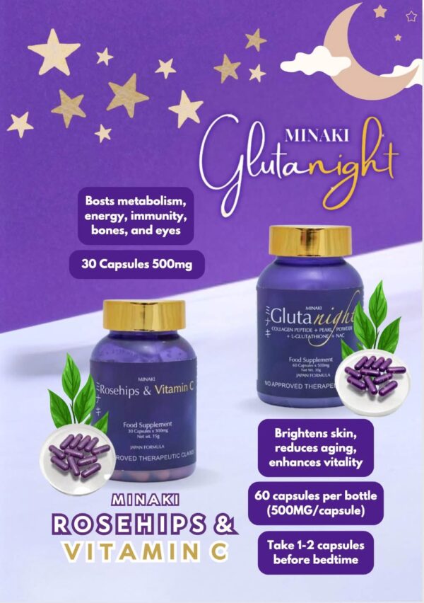 MINAKI GLUTANIGHT AND MINAKI ROSEHIP VITAMIN C COMBO